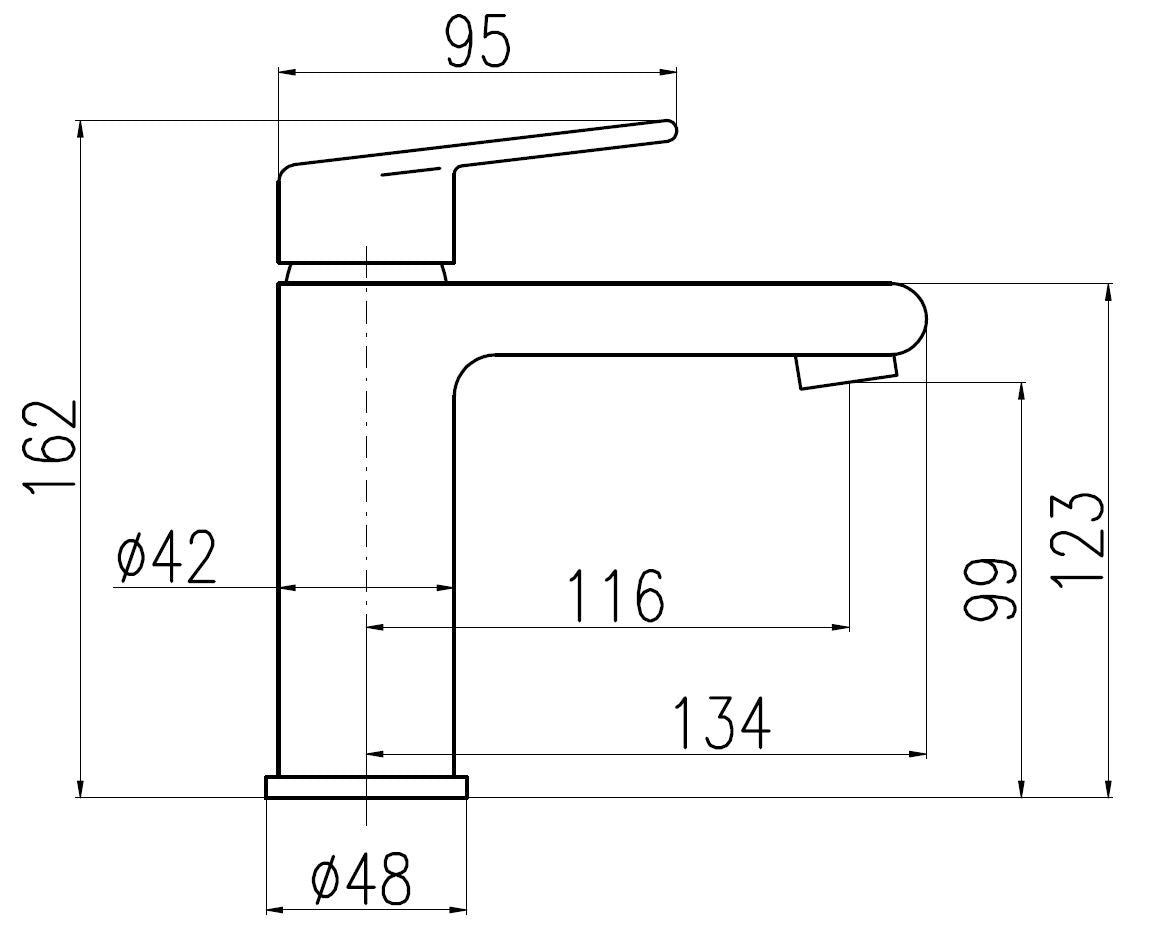 Mitigeur lavabo COLORADO en laiton doré sans siphon H. 16,2cm