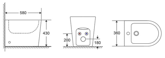 Bidet à poser ZINA 58x36x43 cm