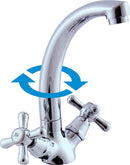Mélangeur lavabo haut MORAVA à bras pivotant en laiton chromé H 17,6 cm