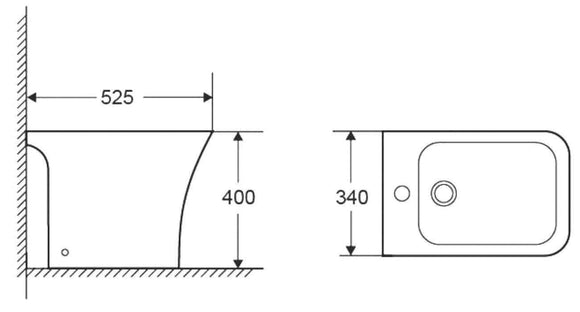 Bidet BTW à poser AMPIFOLIS 52,5x34x40 cm