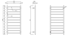 Radiateur sèche-serviette électrique TRUMPET chromé H. 100 cm