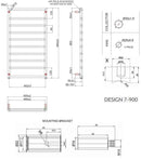 Radiateur sèche-serviette vertical DESIGN 7 10,7x50x90 cm en laiton noir mat