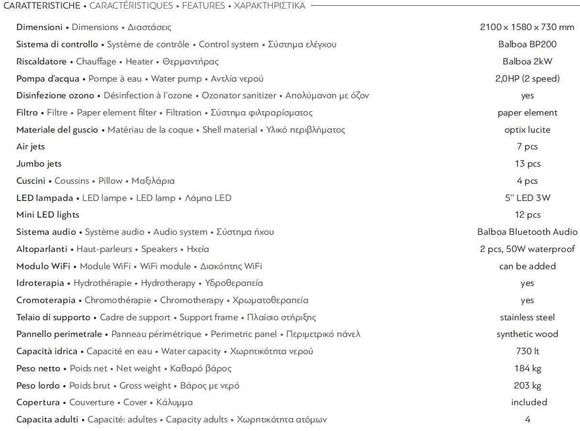 SPA PERLE 20 jets 4 places 210x158x73 cm