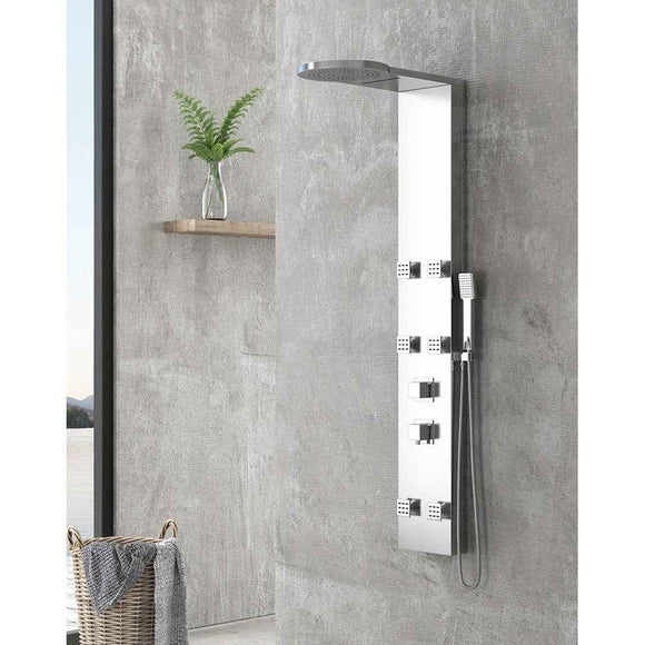 Colonne de douche hydromassante THALIA en ABS chromé 134x20x7 cm