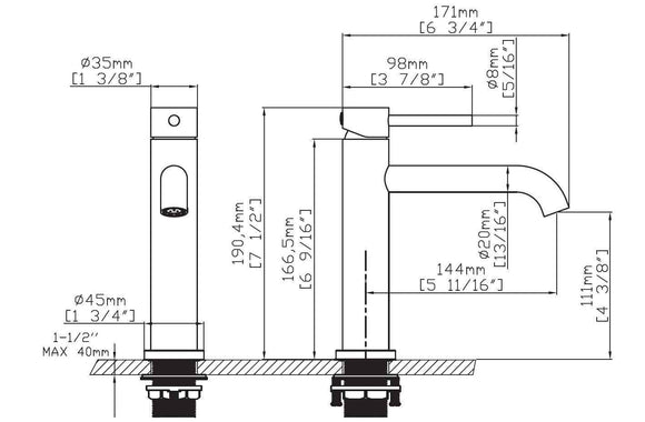 Mitigeur lavabo rétro ARTEMIS en inox rose gold H. 19cm