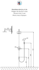 Ensemble de douche rose gold à encastrer ARTEMIS avec douchette 210 cm