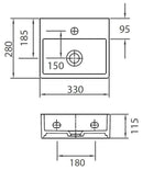 Lavabo suspendu DAPHNE rectangulaire 33x28x11,5 cm