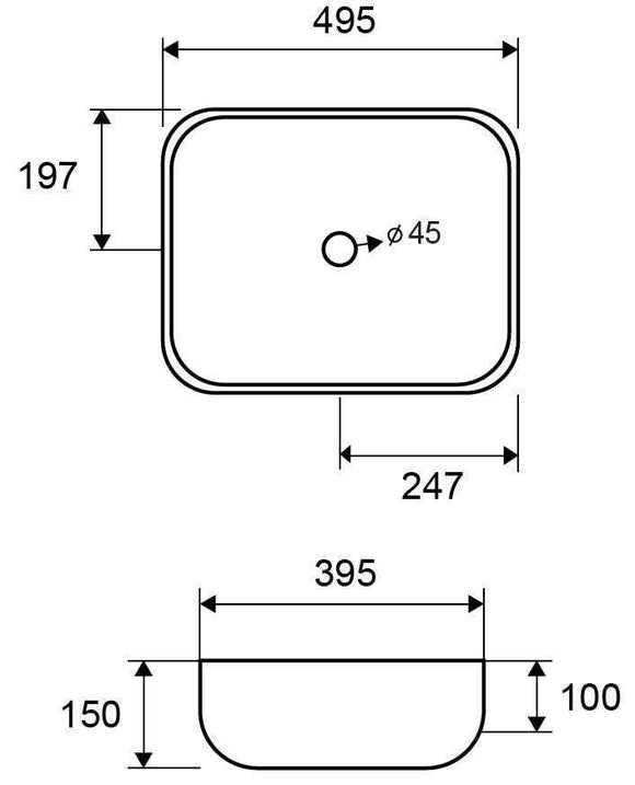Vasque rectangulaire verte à poser sans trou JEY 49x39,5x15 cm