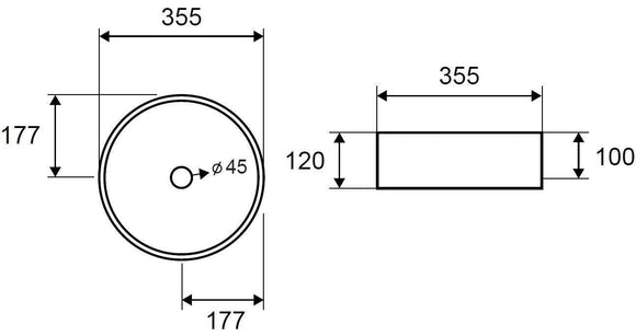 Vasque ronde marron à poser sans trou JEY-M 35,5 x35,5 x 12 cm