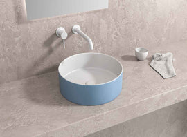 Vasque ronde bleue à poser sans trou JEY-M 35,5 x35,5 x 12 cm