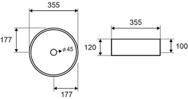 Vasque ronde grise à poser sans trou JEY-M 35,5 x35,5 x 12 cm