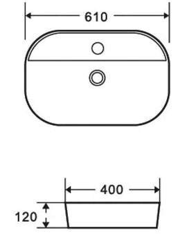 Vasque ovale à poser BE 61x40x12 cm