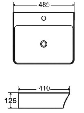 Vasque rectangulaire à poser APALLA 48,5x41x12,5 cm en céramique
