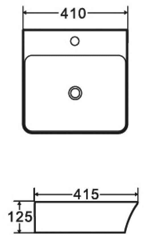 Vasque rectangulaire à poser APALLA 41x41,5x12,5 cm en céramique