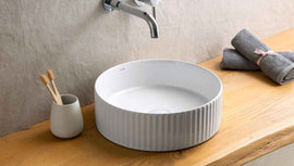 Vasque striée ronde à poser sans trou FOTSY 36x36x12,5 cm