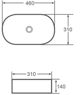 Vasque ovale à poser sans trou LY 46x31x14 cm