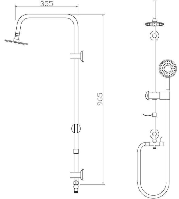 Set de douche mural noir mat MAGDA avec douchette 96,5 cm