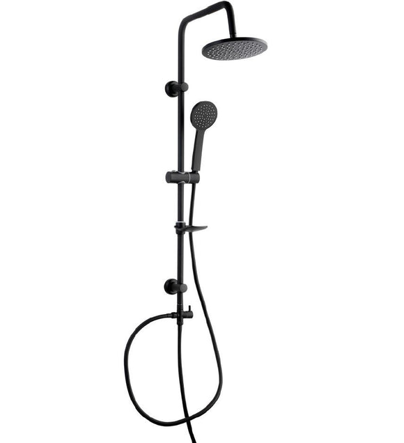 Set de douche mural noir mat MAGDA avec douchette 96,5 cm