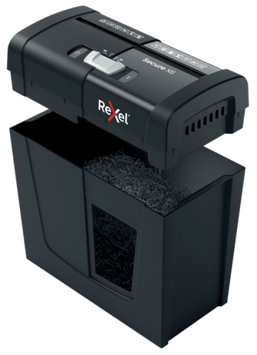 Destructeur de documents Rexel Secure X6, coupe croisée, P4, 6 feuilles, corbeille de 10 L.