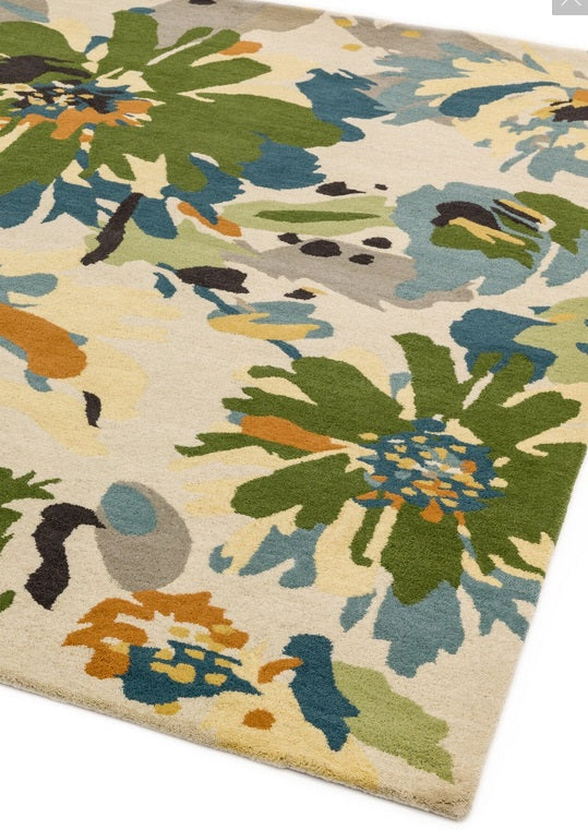 Tapis de salon floral laine flory
