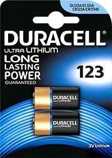 Pile au lithium Duracell Ultra CR123A 2 pièces