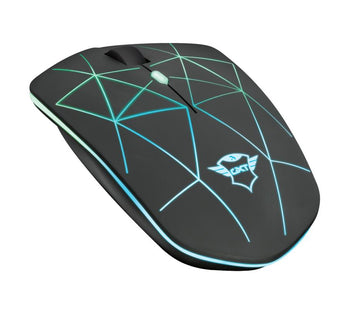 Souris trust  gxt 117 strike  gaming sans fil 24 ghz optique 1 400 dpi défilement 6/1 rétroéclairage bouton de sélection de vitesse noire  tr-22625  timbre vert 018 lei