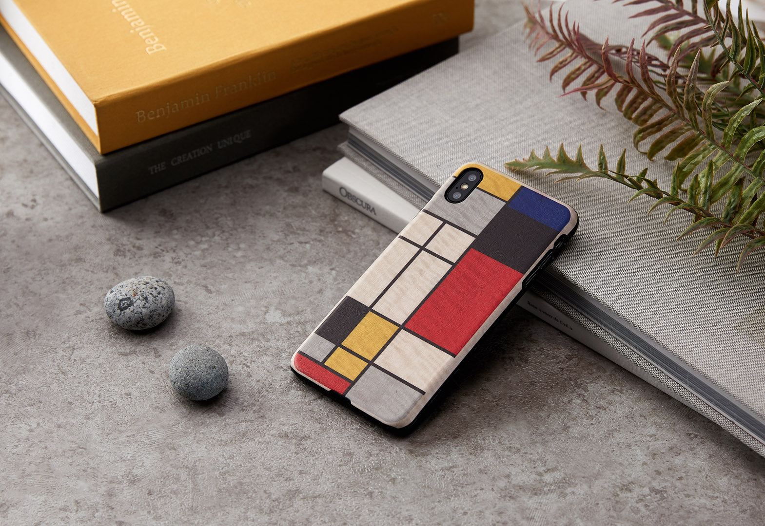 Coque pour smartphone MAN&WOOD iPhone XS Max en bois de Modrian blanc
