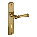 2 poignées de porte ATTILA, Entrée de clé pour chambre, Finition laiton poli doré, Entraxe standard 195 mm