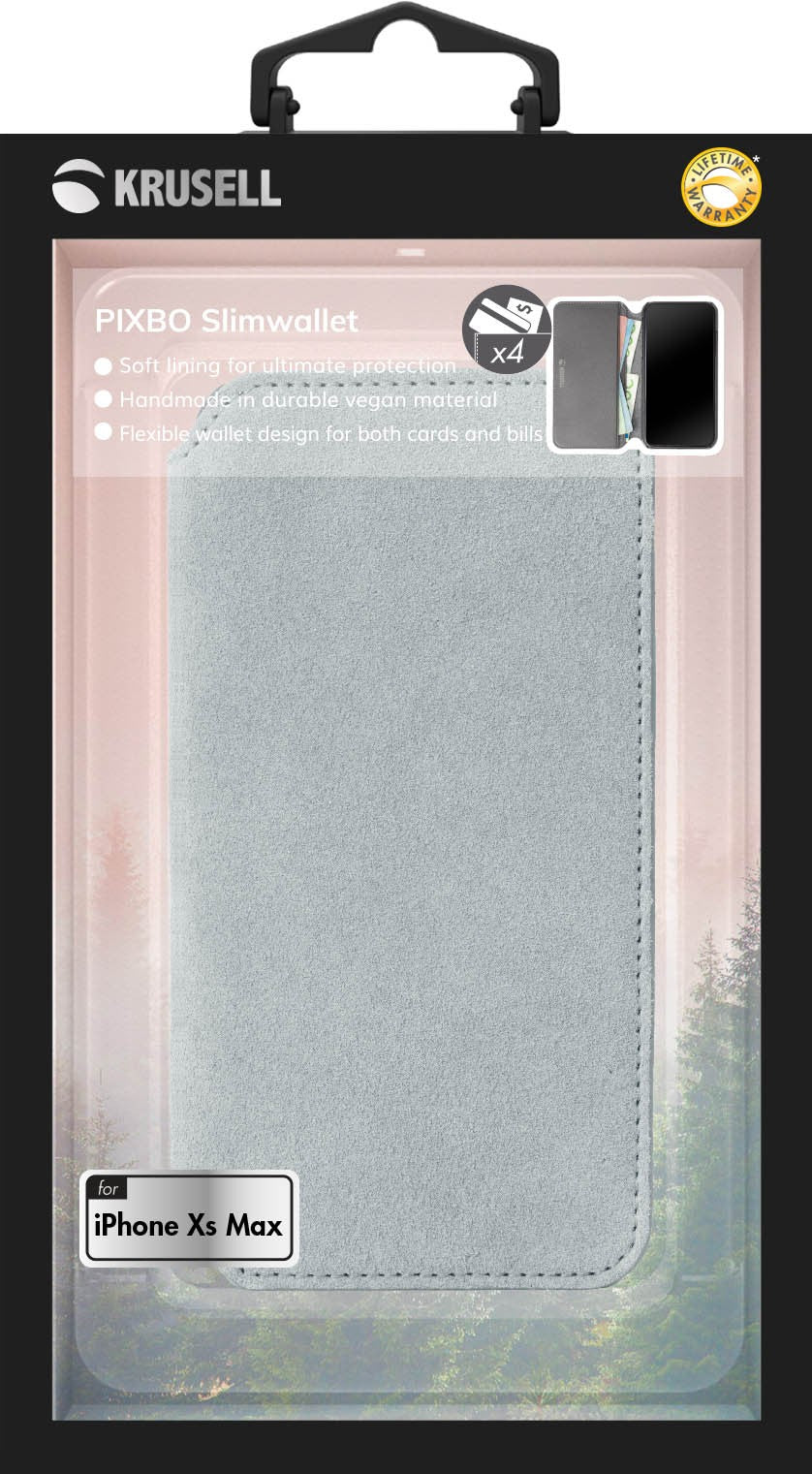Portefeuille krusell broby slim wallet 4 cartes pour iphone xs max gris clair