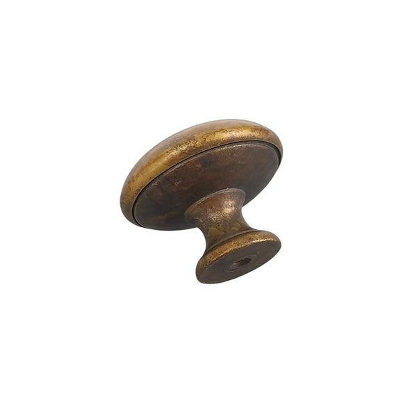 Bouton de meuble BOULE, finition laiton rouille