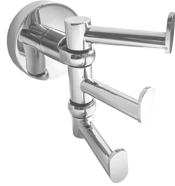 Patère triple rotative OMEGA laiton chromé 9,5x5,5x8,5cm