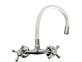 Rubinetto a parete con canna flessibile