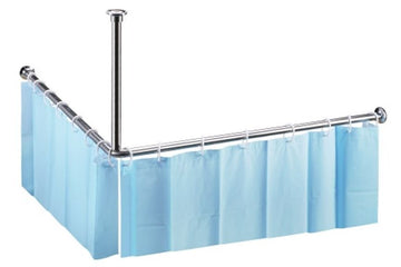 Tringle de coin pour rideau de douche en acier poli 90x90 cm - 0