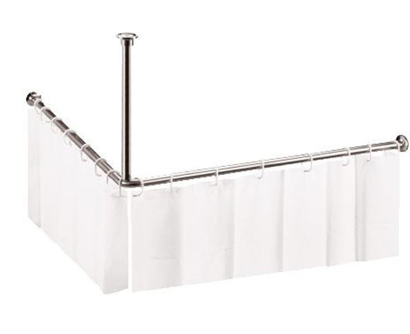 Tringle de coin pour rideau de douche en acier poli 90x90 cm