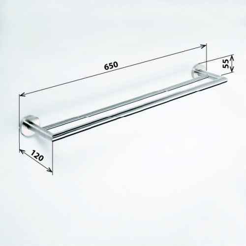 Porte-serviettes double OMEGA en laiton chromé 65,5x5,5x11cm