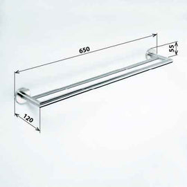 Porte-serviettes double OMEGA en laiton chromé 65,5x5,5x11cm