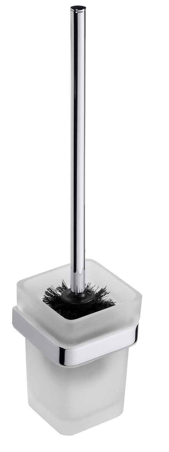 Goupillon de toilettes VIA en chrome et bol en verre 9,3 x 38,5 x12,7 cm