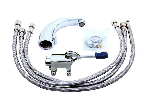 Robinet à commande au pied avec sortie d'eau froide & chaude