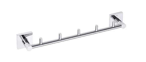 Patère murale à 5 crochets BETA en laiton chromé 39,5 x 5,5 x 7 cm