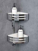 Porte objets d'angle double NOVELLINI en métal chromé