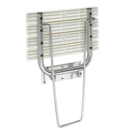 Siège de douche rabattable HELP avec jambe de sécurité en acier brossé