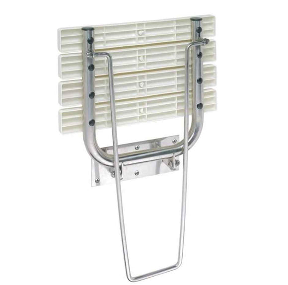 Siège de douche rabattable HELP avec jambe de sécurité en acier brossé