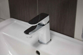 Mitigeur lavabo YUKON en laiton chromé blanc