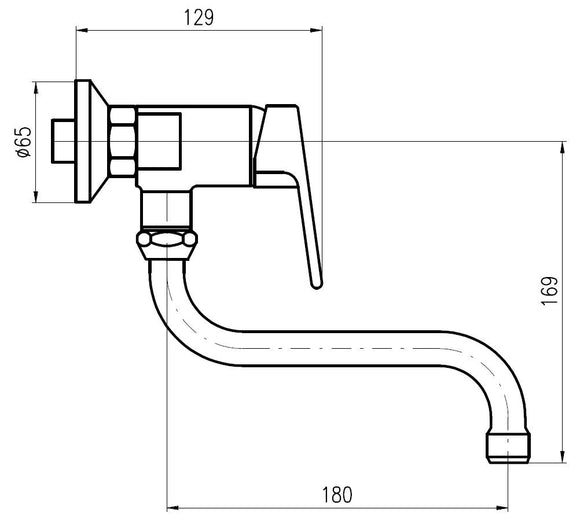 Mitigeur évier mural à bras long COLORADO en laiton chromé