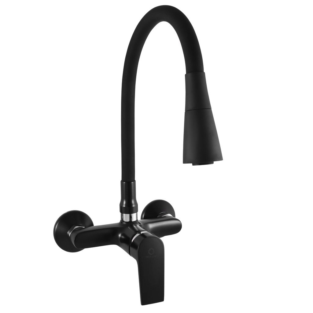 Mitigeur évier mural flexible à mémoire de forme COLORADO en laiton noir H. 32,3 cm - 0