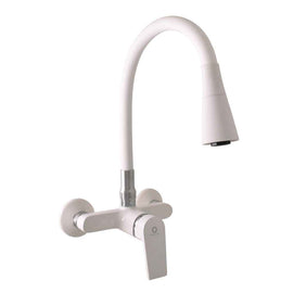 Mitigeur évier mural flexible à mémoire de forme COLORADO en laiton blanc H. 32,3 cm