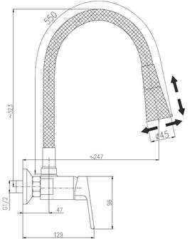 Mitigeur évier mural à mémoire de forme COLORADO blanc H. 32,3 cm