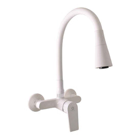 Mitigeur évier mural à mémoire de forme COLORADO blanc H. 32,3 cm