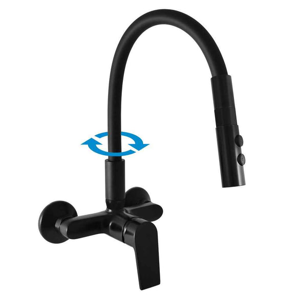 Mitigeur évier mural à mémoire de forme COLORADO noir H. 32,3 cm