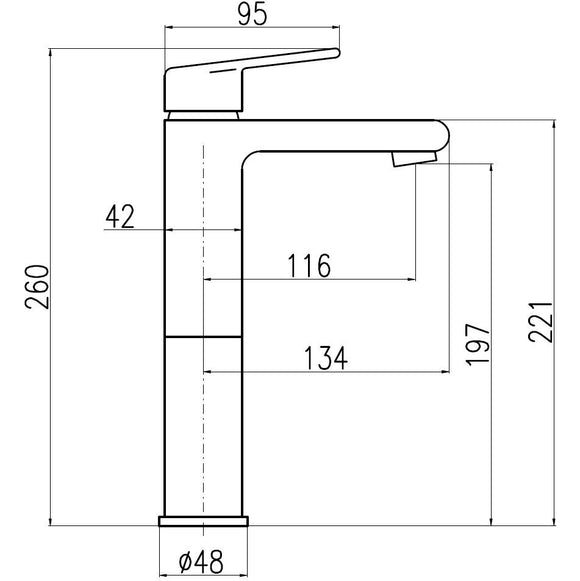 Mitigeur lavabo haut COLORADO en laiton chromé H. 26 cm
